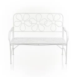 36" X 45" Daisy Metal Garden Bench White - Alpine Corporation