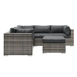 4pc Metal Multi-Shade Rattan Sectional - Gray - Saracina Home -Crosley shop GUEST adee6758 ca17 4ab5 bb6f 4f73e0419ace
