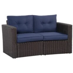Outsunny 2 Piece Patio Wicker Corner Sofa Set, Outdoor PE Rattan Furniture, With Curved Armrests And Padded Cushions For Balcony, Garden, Or Lawn, Lawn -Crosley shop GUEST aec5a3eb 031d 4c3f 8210 4975628590c4