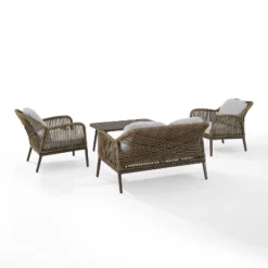 Haven 4pc Outdoor Wicker Conversation Set - Light Gray - Crosley -Crosley shop GUEST afd1c168 07bc 49e0 aeb3 a1be7d39a5f4