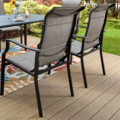 7pc Patio Dining Set With Steel Table With Umbrella Hole & Metal Padded Arm Chairs - Captiva Designs -Crosley shop GUEST b1256825 ba35 4ad4 9c4d de8cc5f80058