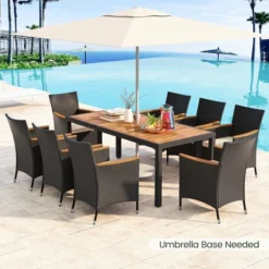 Costway 9 PCS Outdoor Dining Set With Acacia Wood Tabletop, Umbrella Hole, Seat Cushions -Crosley shop GUEST b1357ed8 1a48 4474 b2c1 bd52a082e0a4