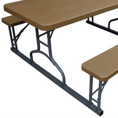 Plastic Development Group 6 Foot Indoor Outdoor Picnic Table With Steel Frame For Parties, Holidays, Weddings, And Crafts, Brown 2 Plastic Development Group 6 Foot Indoor Outdoor Picnic Table With Steel Frame For Parties, Holidays, Weddings, And Crafts, Brown - Image 2