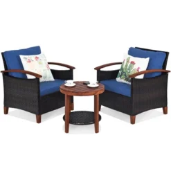 Tangkula 3-Piece Patio Rattan Bistro Set Acacia Wood Frame Sofa And Side Table 14 Tangkula 3-Piece Patio Rattan Bistro Set Acacia Wood Frame Sofa And Side Table -Crosley shop GUEST b2158d5e eda9 4b40 95e9 e3ec7dc8ea59