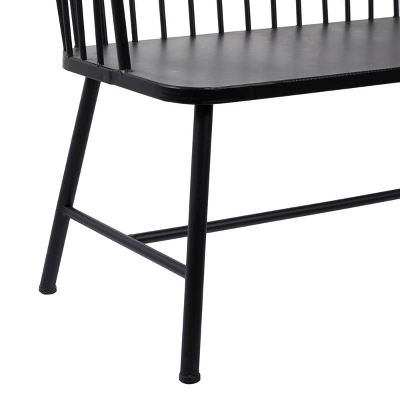 Traditional Outdoor Patio Bench - Black - Olivia & May 14 Traditional Outdoor Patio Bench - Black - Olivia & May - Image 14