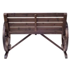 Outsunny Wooden Wagon Wheel Bench Rustic Outdoor Patio Furniture, 2-Person Seat Bench With Backrest -Crosley shop GUEST b2a3a939 9d33 44f4 9d09 da694bfe5ee7