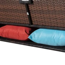 4pc Wicker Patio Sectional Seating Set With Cushions - Brown/Blue - GODEER -Crosley shop GUEST b2fe6274 be22 472f 85cd 5a45903c7b3a