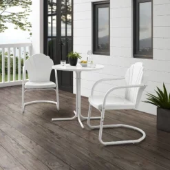 Tulip 3pc Outdoor Bistro Set With Table & 2 Chairs - White - Crosley -Crosley shop GUEST b3aed329 d5fa 4821 98df 0dcda518e80e