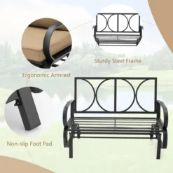 Costway Patio 2-Person Glider Bench Rocking Loveseat Cushioned Armrest Brick RedBeigeBlue -Crosley shop GUEST b420d5ed 53c7 439f 881c 99bfe126887b