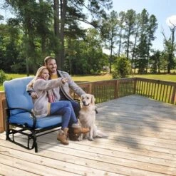 Costway Glider Outdoor Patio Rocking Bench Loveseat Cushioned Seat Steel Frame Blue 11 Costway Glider Outdoor Patio Rocking Bench Loveseat Cushioned Seat Steel Frame Blue -Crosley shop GUEST b4a2a19e 72af 4f3b 8aa7 91b5364b9d50