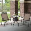 Costway 3 PCS Bistro Conversation Patio Pub Dining Set W/ 2 Folding Chairs & Glass Table