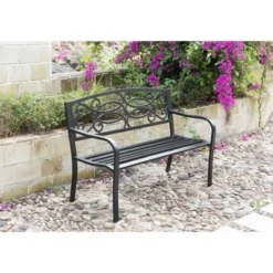 Gardenised Steel Outdoor Patio Garden Park Seating Bench With Cast Iron Scrollwork Backrest, Front Porch Yard Bench Lawn Decor 13 Gardenised Steel Outdoor Patio Garden Park Seating Bench With Cast Iron Scrollwork Backrest, Front Porch Yard Bench Lawn Decor -Crosley shop GUEST b6c9a607 36c0 457a b232 d85cf2f529db