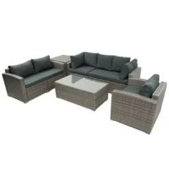 7pc Wicker Patio Seating Set With Storage Box - Gray - GODEER -Crosley shop GUEST b780ebbe 7605 4b28 b9ff 46dd10f5f9f4