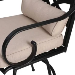 5pc Outdoor Set With Swivel Stools With Cushions & Square Metal Table - Beige - Captiva Designs -Crosley shop GUEST b78e7114 2d6d 4652 84be 1eea9e740942