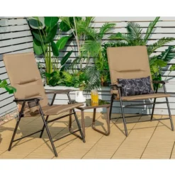 Costway Patio Padded Folding Portable Chair Camping Dining Outdoor Beach Chair GreyBrown -Crosley shop GUEST b7fdfb4c ccd6 42c3 a2b5 3a9ffcab50e6