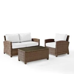 Bradenton 3pc Outdoor Conversation Set With Loveseat & Armchair With Coffee Table - Crosley -Crosley shop GUEST b809dfe3 dfa6 4851 8d36 5183fd95848d