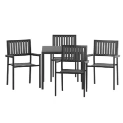 Flash Furniture Harris 5 Piece Commercial Indoor/Outdoor Table And Chairs With Black Poly Resin Slatted Backs And Seats 12 Flash Furniture Harris 5 Piece Commercial Indoor/Outdoor Table And Chairs With Black Poly Resin Slatted Backs And Seats -Crosley shop GUEST b8c413b1 c364 4ea8 a006 bc98b03baa4e