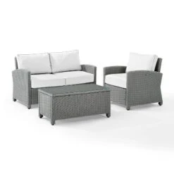 Bradenton 3pc Outdoor Conversation Set With Loveseat & Armchair With Coffee Table - Crosley -Crosley shop GUEST b8f1f374 f369 446d b9c7 9135c9078e6c