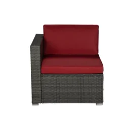 5pc Rattan Wicker Outdoor Conversation Set - Gray/Red - GODEER -Crosley shop GUEST bb4bb92c e9a7 4065 8e72 317226e99075