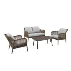 Haven 4pc Outdoor Wicker Conversation Set - Light Gray - Crosley -Crosley shop GUEST bc2f423b 4dc4 4aa7 81ff 143b013fd040