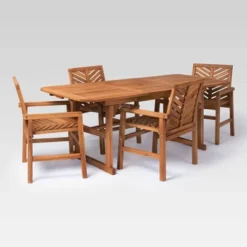 5pc Slatted Extendable Acacia Wood Patio Dining Set - Saracina Home -Crosley shop GUEST bc70cb01 d877 45b9 abc8 5ef3dadb9cf0