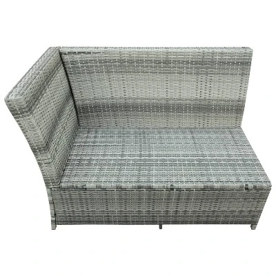 6pc Wicker Patio Set With Glass Table Ottomans - Gray/Dark Gray - GODEER 15 6pc Wicker Patio Set With Glass Table Ottomans - Gray/Dark Gray - GODEER - Image 15