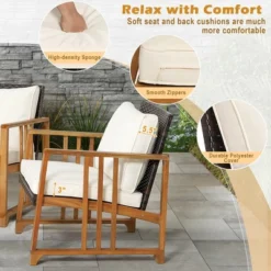 Costway 8PCS Patio Mix Brown Wicker Sofa Set Acacia Wood Frame With Seat & Back Cushions 14 Costway 8PCS Patio Mix Brown Wicker Sofa Set Acacia Wood Frame With Seat & Back Cushions -Crosley shop GUEST bdc54802 1263 41fd 97e4 13070b2ae40c