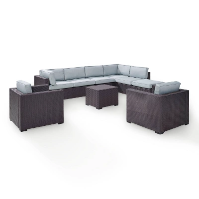 Biscayne 7pc Outdoor Wicker Sectional Set - Mist - Crosley 5 Biscayne 7pc Outdoor Wicker Sectional Set - Mist - Crosley - Image 5