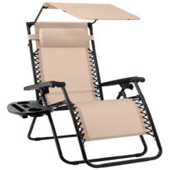 Best Choice Products Folding Zero Gravity Recliner Patio Lounge Chair W/ Canopy Shade, Headrest, Tray -Crosley shop GUEST beaf9ce6 087b 4190 9817 a19cc5d15302