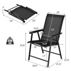 Costway 4PCS Patio Folding Dining Chairs Portable Camping Armrest Garden Black -Crosley shop GUEST befaf465 08ad 4c46 84ed cd0e7fc41e36