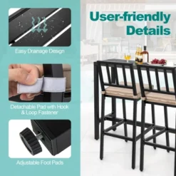 Costway 3PCS Outdoor Metal Bar Table & Chairs Set Patio Dining Table Set With Cushion -Crosley shop GUEST bf20705a 0ea7 47b0 99ba eb6cfc09fc2b