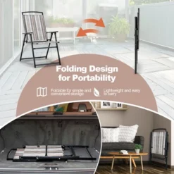 Costway 2pcs Patio Folding Sling Chairs Dining Armrest Backrest Outdoor Portable -Crosley shop GUEST bf2b9a23 0822 4572 9979 83acccd81f3e