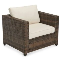 4pc Wicker Patio Sectional Seating Set - Beige - EDYO LIVING -Crosley shop GUEST bfa5be6a c4fc 4f29 983e 64fe39d6ce94