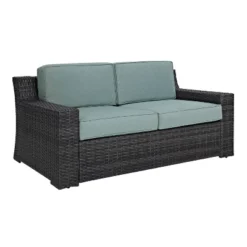 Beaufort Outdoor Wicker Loveseat - Mist - Crosley -Crosley shop GUEST c12ea0d4 e583 4bb1 94e5 3cad0a11d16c