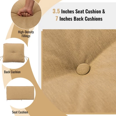 Tangkula 2-Person Outdoor Patio Glider Bench Swing Seat Bench W/ Seat & Back Cushions 7 Tangkula 2-Person Outdoor Patio Glider Bench Swing Seat Bench W/ Seat & Back Cushions - Image 7