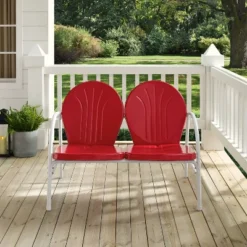 Griffith Outdoor Loveseat - Bright Red - Crosley -Crosley shop GUEST c2f87aa9 26cb 4696 8c95 61f79da9683f