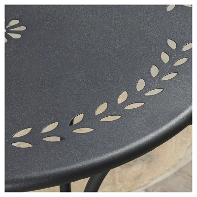 Lourdes 3pc Cast Iron Patio Bistro Set - Black Sand - Christopher Knight Home 2 Lourdes 3pc Cast Iron Patio Bistro Set - Black Sand - Christopher Knight Home - Image 2