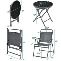 Costway 3PCS Outdoor Bistro Set Folding Table And Chairs Garden Deck Black -Crosley shop GUEST c4458c3f 1aaf 4d78 b70e 1dd0be17437b