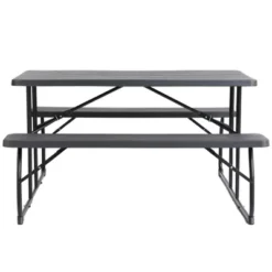 Gardenised Gray Outdoor Foldable Woodgrain Portable Picnic Table Set, 5 Feet Long -Crosley shop GUEST c4737b28 9adb 43f8 824f 3298fd494f6b