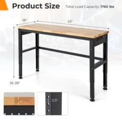 Costway 53" Adjustable Height Workbench 1760lbs Capacity Workstation W/ Power Outlets -Crosley shop GUEST c4892420 94d7 4ec3 ae09 9c007558591c