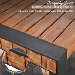 3pcs Patio Dining Set, Outdoor Dining Table With 2 Benches, Acacia Wood Top & Steel Frame, All Weather, Outdoor & Indoor, Natural -ModernLuxe -Crosley shop GUEST c5a570cf 8f2a 4852 9136 ad478a33a80a