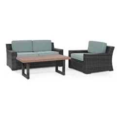 Beaufort 3pc Outdoor Wicker Conversation Set - Mist - Crosley -Crosley shop GUEST c5b89118 f85c 4fdf bbba 844b45f04e64