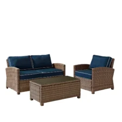 Bradenton 3pc Outdoor Conversation Set With Loveseat & Armchair With Coffee Table - Crosley -Crosley shop GUEST c5d7cc95 06f5 4dcc 914a 5796649fd182