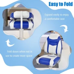 Costway High Back Folding Boat Seats W/ Blue White Sponge Cushion & Flexible Hinges -Crosley shop GUEST c6d0e6b3 6fdd 4801 b317 7b50a312c8a8
