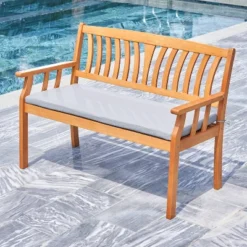 Kapalua Honey Nautical Eucalyptus Wooden Outdoor Garden Bench - Vifah