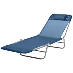 Outsunny Portable Sun Lounger, Lightweight Folding Chaise Lounge Chair W/ Adjustable Backrest & Pillow For Beach, Poolside And Patio -Crosley shop GUEST c824f24c 786d 4556 b9cc bc36a1eab6e6