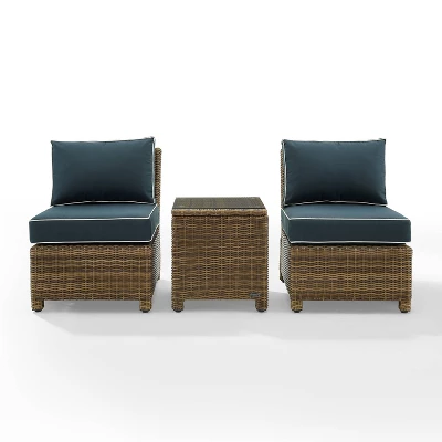 Bradenton 3pc Wicker Armless Chairs With Side Table - Crosley 6 Bradenton 3pc Wicker Armless Chairs With Side Table - Crosley - Image 6