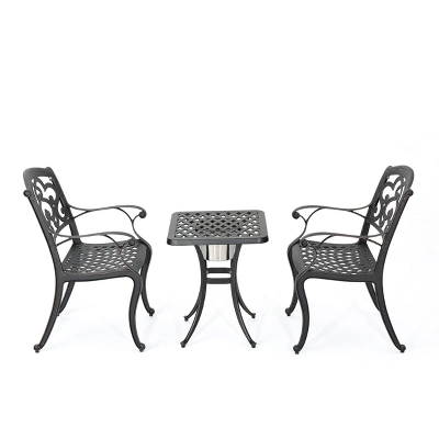 Alexa 3pc Cast Aluminum Bistro Set - Shiny Copper - Christopher Knight Home 1 Alexa 3pc Cast Aluminum Bistro Set - Shiny Copper - Christopher Knight Home