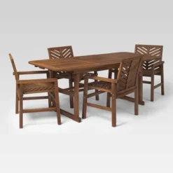 5pc Slatted Extendable Acacia Wood Patio Dining Set - Saracina Home -Crosley shop GUEST cc50b929 1d11 42ba bbdf 3a0193ac6925