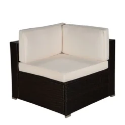 7pc Outdoor Rattan Wicker Set With Cushions - Brown/Beige/Red - GODEER -Crosley shop GUEST cc8df49a 9657 4ac4 856b 8b36485116d9